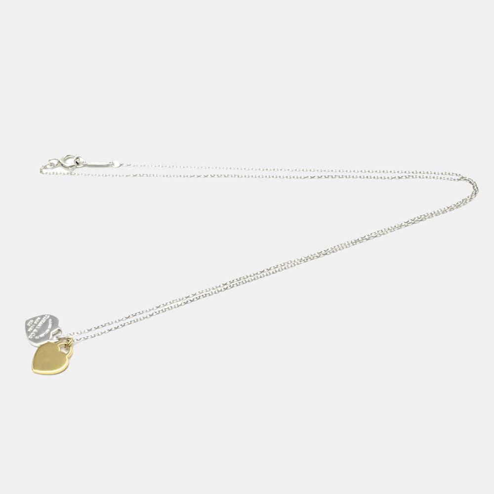 商品[二手商品] Tiffany & Co.|Tiffany & Co. Return To Tiffany Love Double Heart Tag 18K Yellow Gold Silver Necklace,价格¥2288,第4张图片详细描述