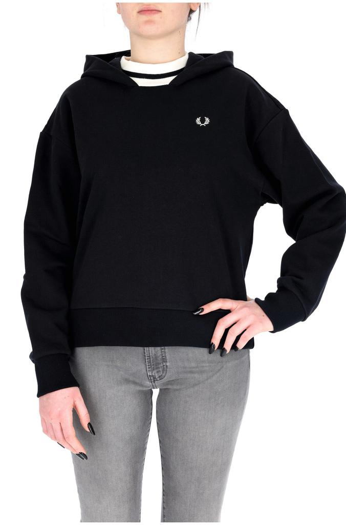 Felpa con cappuccio e zip sul retro donna FRED PERRY G4119 NERO商品第1张图片规格展示