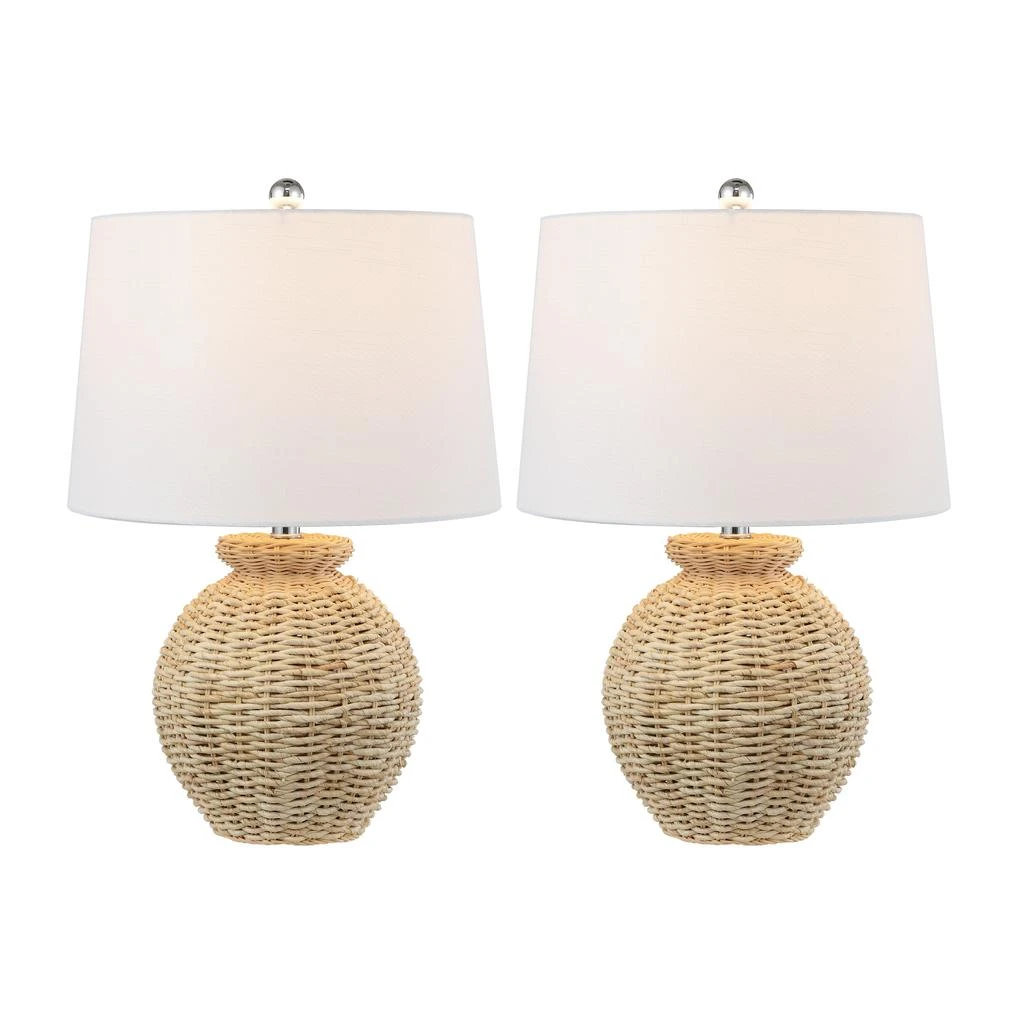 商品JONATHAN Y|Nora 22" Rustic Coastal Rattan Globe LED Table Lamps, Brown (Set of 2),价格¥1946,第2张图片详细描述