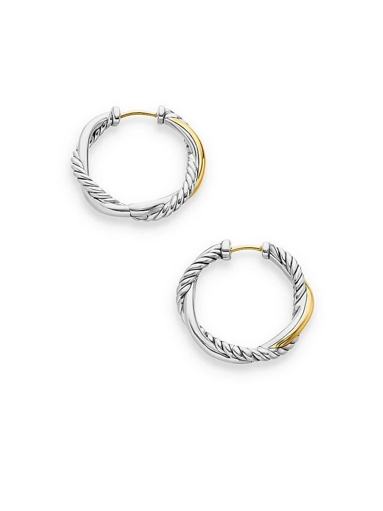 商品David Yurman|Petite Infinity Hoop Earrings in Sterling Silver with 14K Yellow Gold, 17.3MM,价格¥5363,第4张图片详细描述