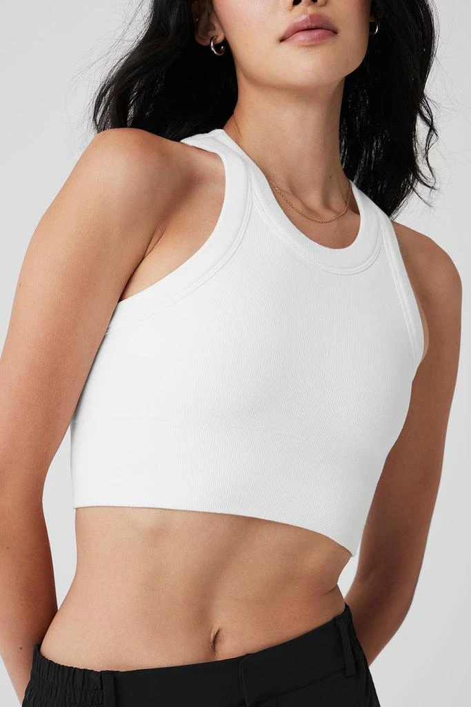 商品Alo|Seamless Delight High Neck Bra - White,价格¥522,第4张图片详细描述