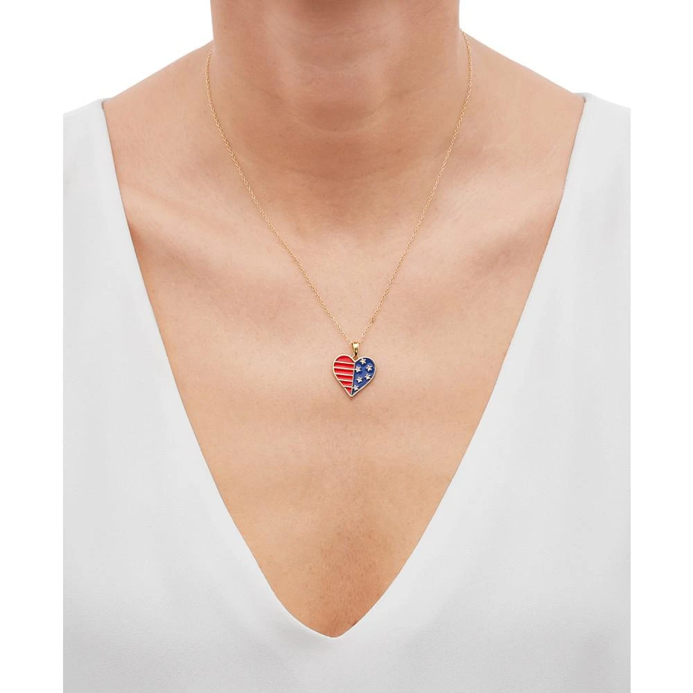 商品Giani Bernini|Enamel Stars & Stripes Heart Pendant Necklace in 14k Gold-Plated Sterling Silver, 16" + 2" extender, Created for Macy's,价格¥223,第2张图片详细描述