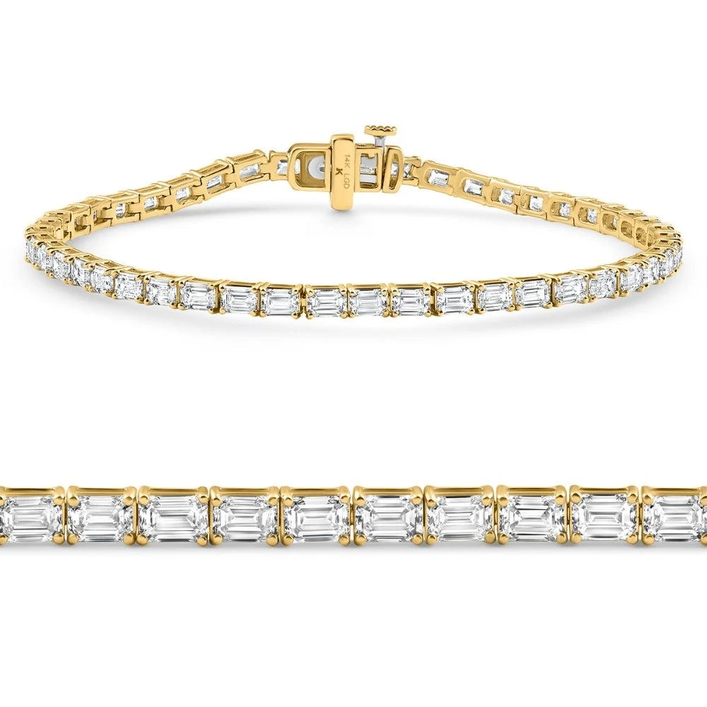 商品Pompeii3|E/VS 7Ct Emerald Cut Diamond Tennis Bracelet 7" 14k Yellow Gold,价格¥33032,第1张图片