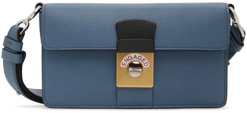 商品MAISON MARGIELA|Blue & White Mini New Lock Double Flap Clutch Bag,价格¥13835,第1张图片