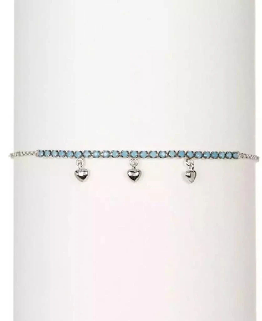 商品ADORNIA|Rhodium-Plated Heart Charm & Color Stone Flex Bracelet,价格¥96,第2张图片详细描述