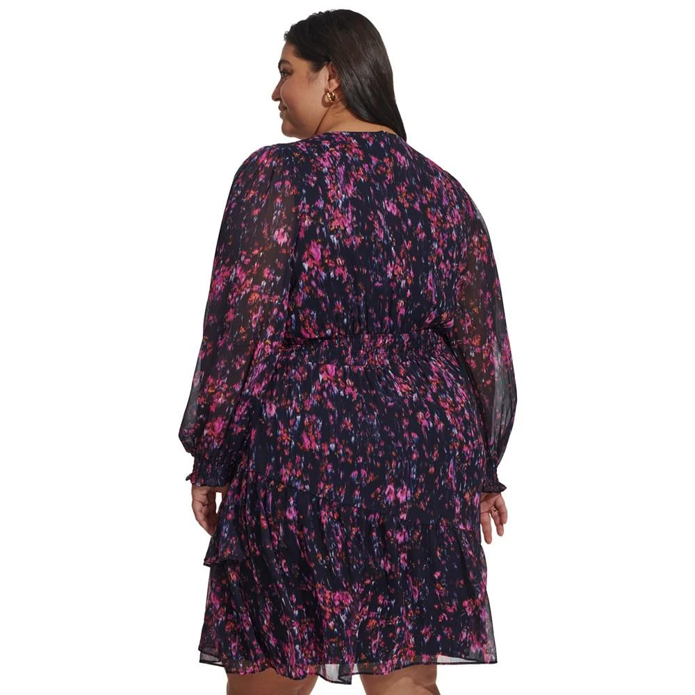 商品DKNY|Plus Size Printed Blouson-Sleeve Fit & Flare Dress,价格¥599,第2张图片详细描述