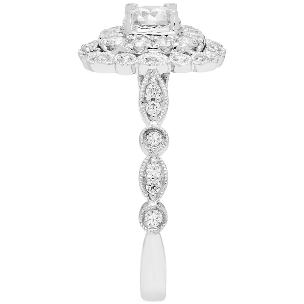 商品Macy's|Diamond Halo Beaded Double Halo Engagement Ring (7/8 ct. t.w.) in 14k White Gold,价格¥12293,第4张图片详细描述