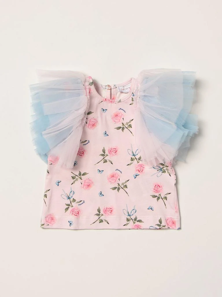 商品MONNALISA|Monnalisa T-shirt with floral print and tulle,价格¥266,第1张图片