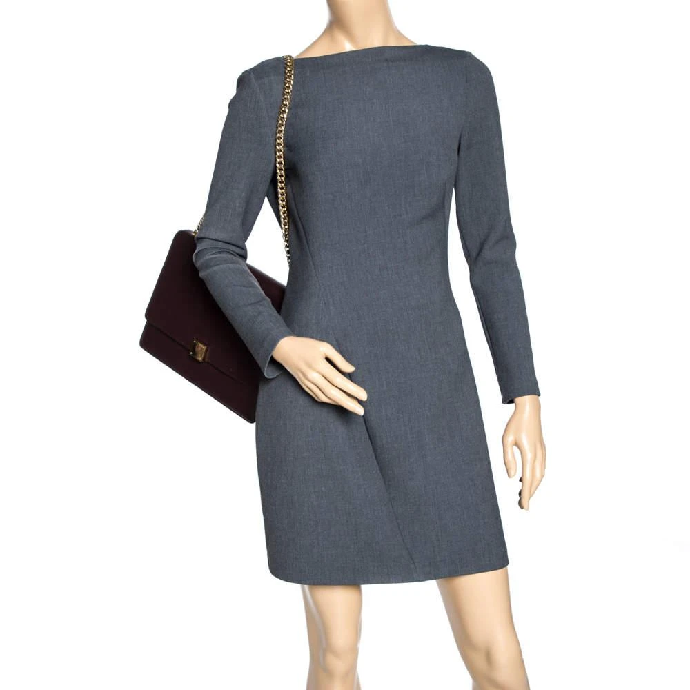商品[二手商品] Celine|Celine Dark Burgundy Leather Large Case Chain Flap Shoulder Bag,价格¥1547,第2张图片详细描述