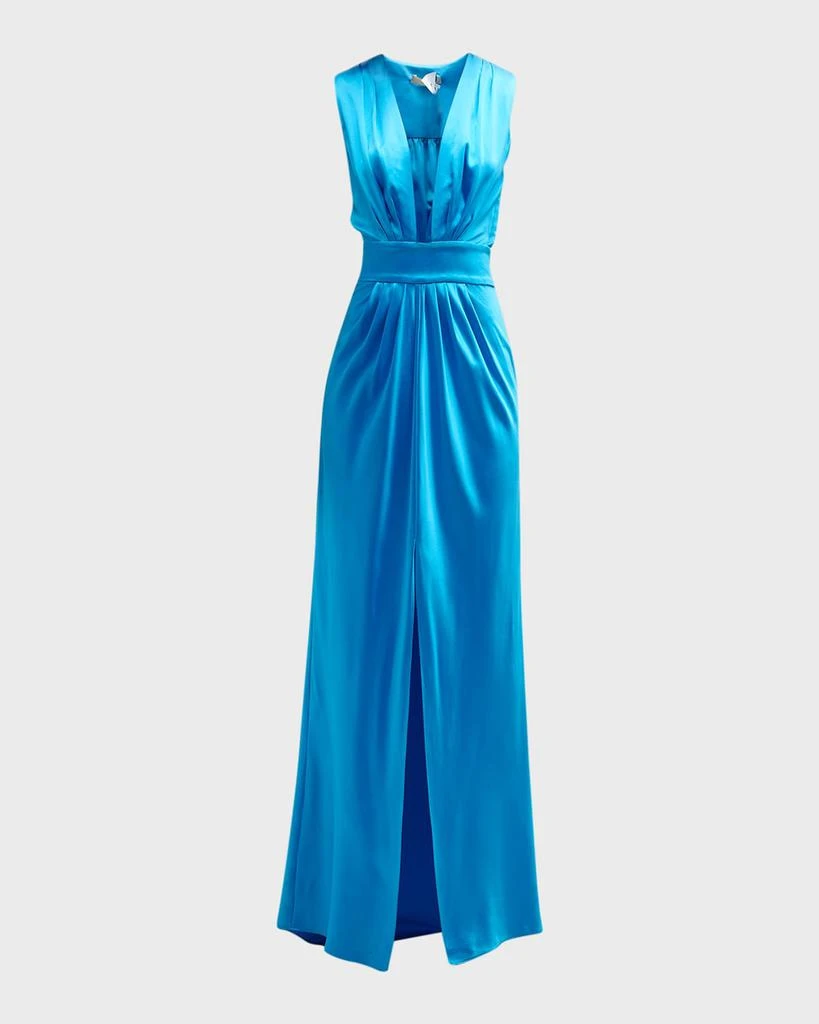 商品Ramy Brook|Quinn Pleated Deep V-Neck Satin Gown,价格¥2375,第2张图片详细描述