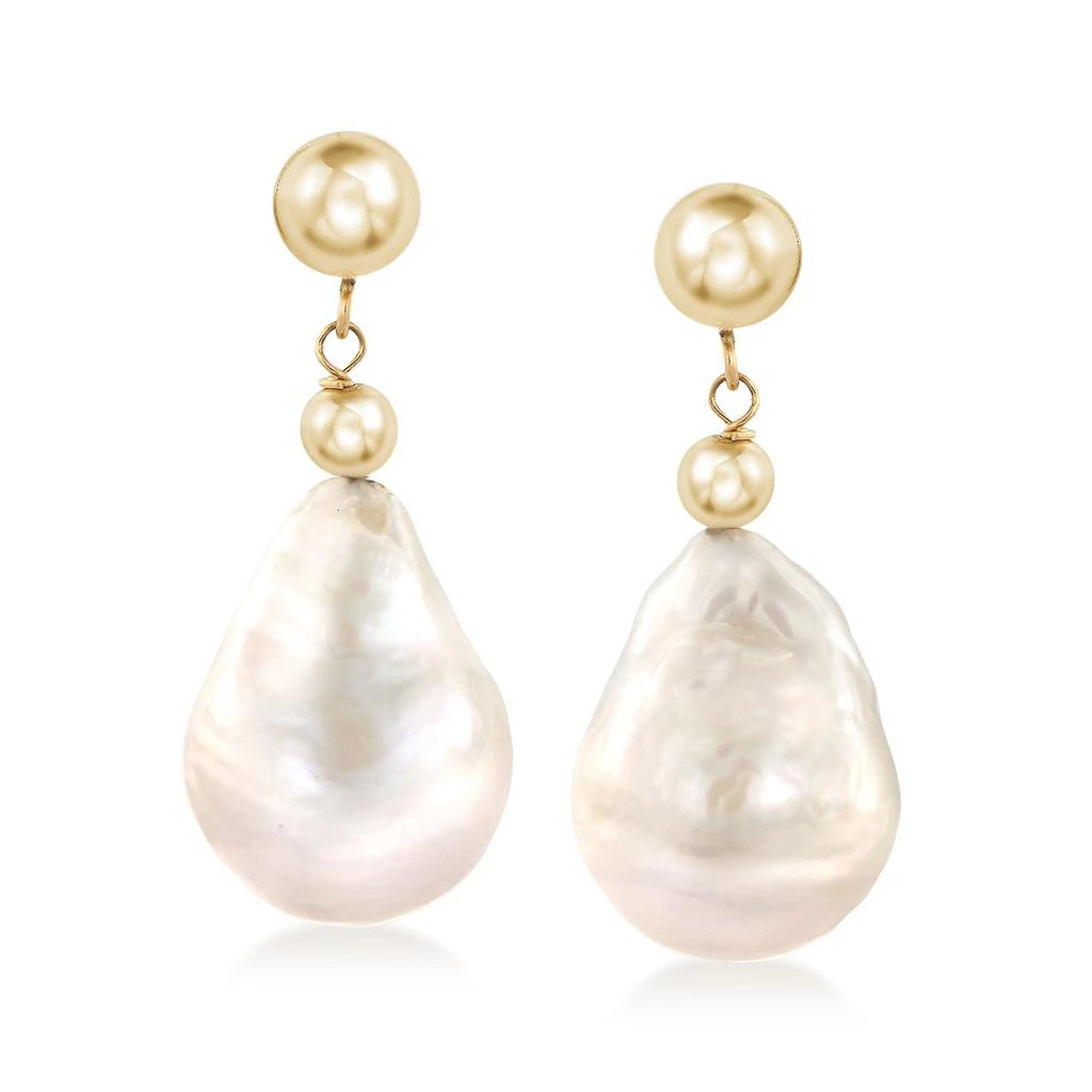 商品Ross-Simons|12-14mm Cultured Baroque Pearl Drop Earrings in 14kt Yellow Gold,价格¥1963,第1张图片