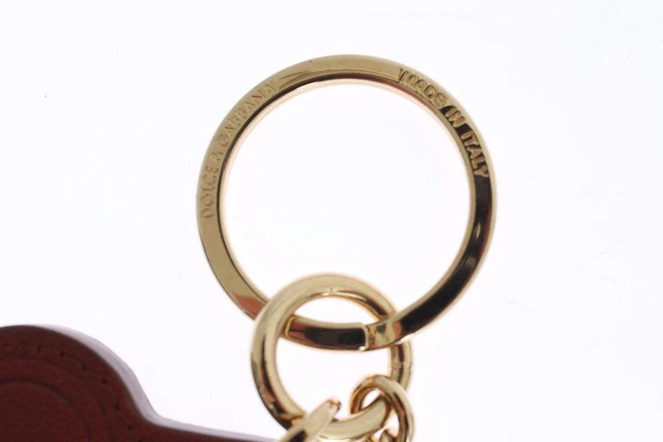 商品Dolce & Gabbana|Dolce & Gabbana Brown Leather Miss SICILY Gold Finder Chain Keychain,价格¥927,第2张图片详细描述