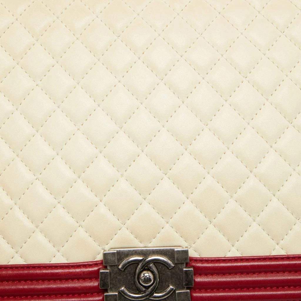 商品[二手商品] Chanel|Chanel Cream/Red Quilted Leather Large Boy Flap Bag,价格¥13405,第5张图片详细描述