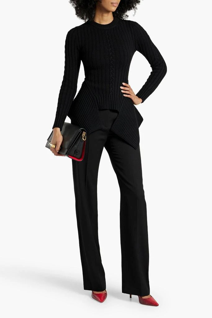 商品Alexander McQueen|Cable-knit wool and cashmere-blend peplum sweater,价格¥3245,第2张图片详细描述