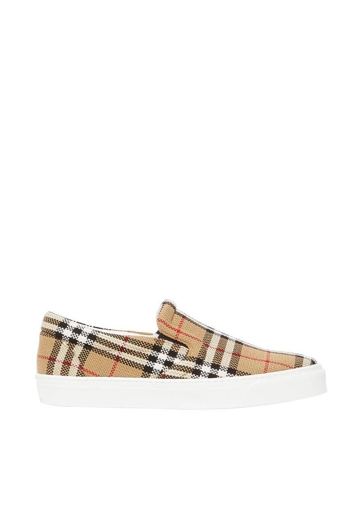 商品Burberry|Bio-based sole latticed cotton slip-on sneakers,价格¥4201,第1张图片