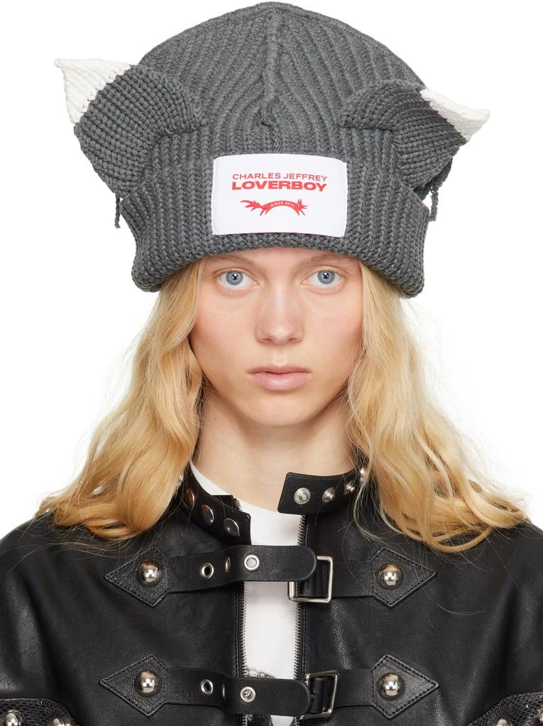 商品Charles Jeffrey Loverboy|Gray Chunky Ears Beanie,价格¥895,第1张图片