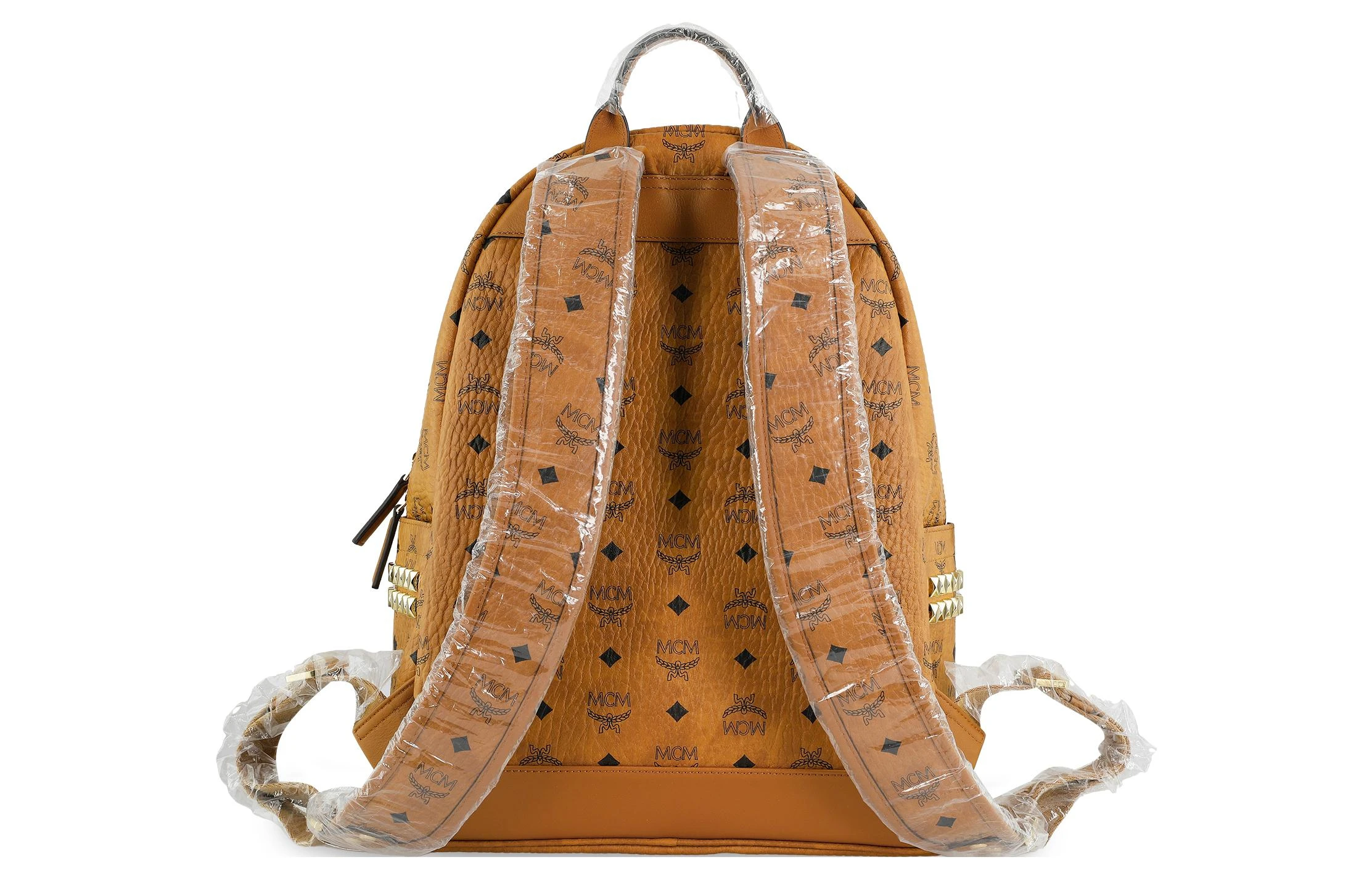 商品[国内直发] MCM|Stark Visetos 老花满印 经典双侧铆钉 涂层帆布 背包双肩包 中号 男女同款情侣款 棕色干邑色,价格¥6757,第4张图片详细描述