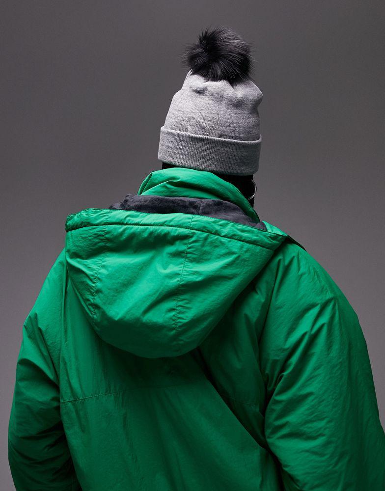 Topshop Ski fur pom beanie in grey商品第2张图片规格展示