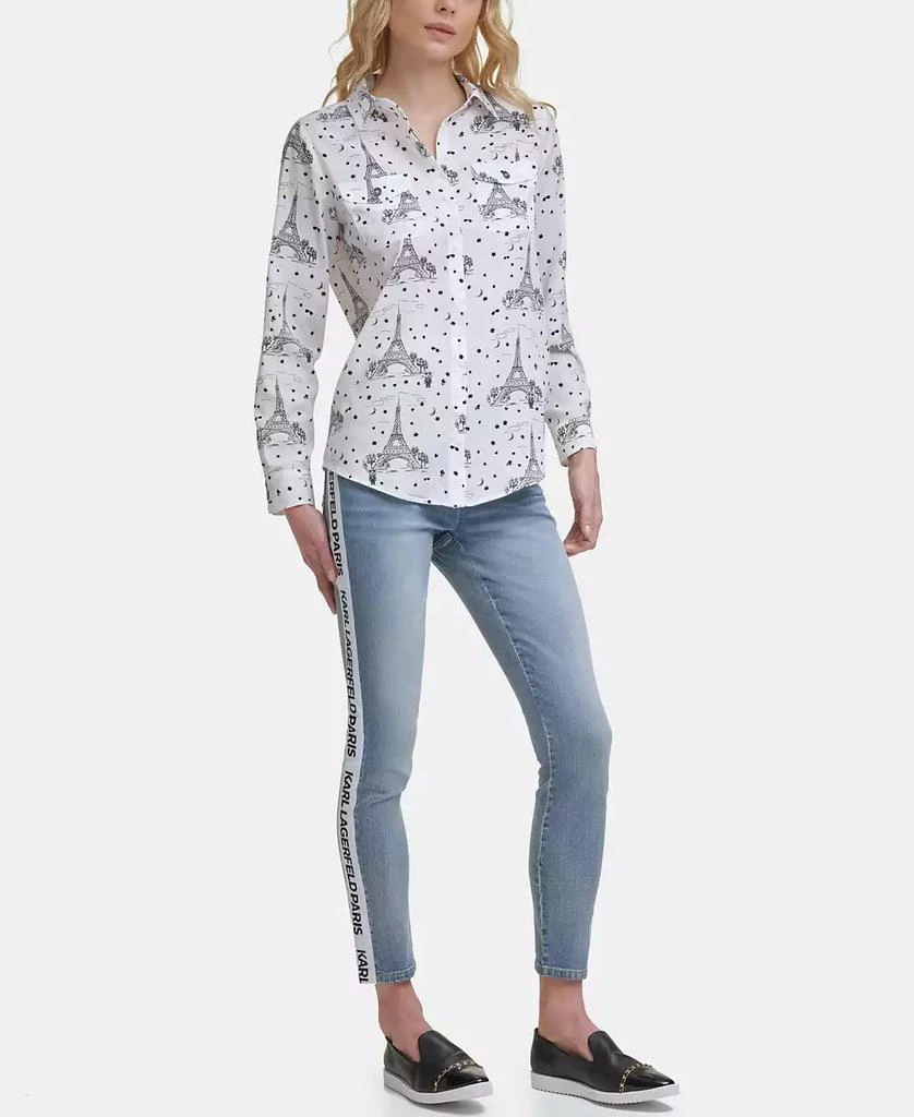 商品Karl Lagerfeld Paris|Women's Printed Whimsical Long Sleeve Top,价格¥238,第4张图片详细描述