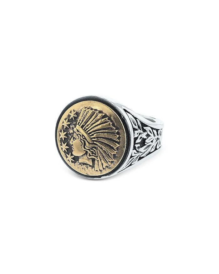 商品King Baby|Men's Sterling Silver & Brass Alloy Liberty Headdress Signet Ring,价格¥3139,第1张图片详细描述