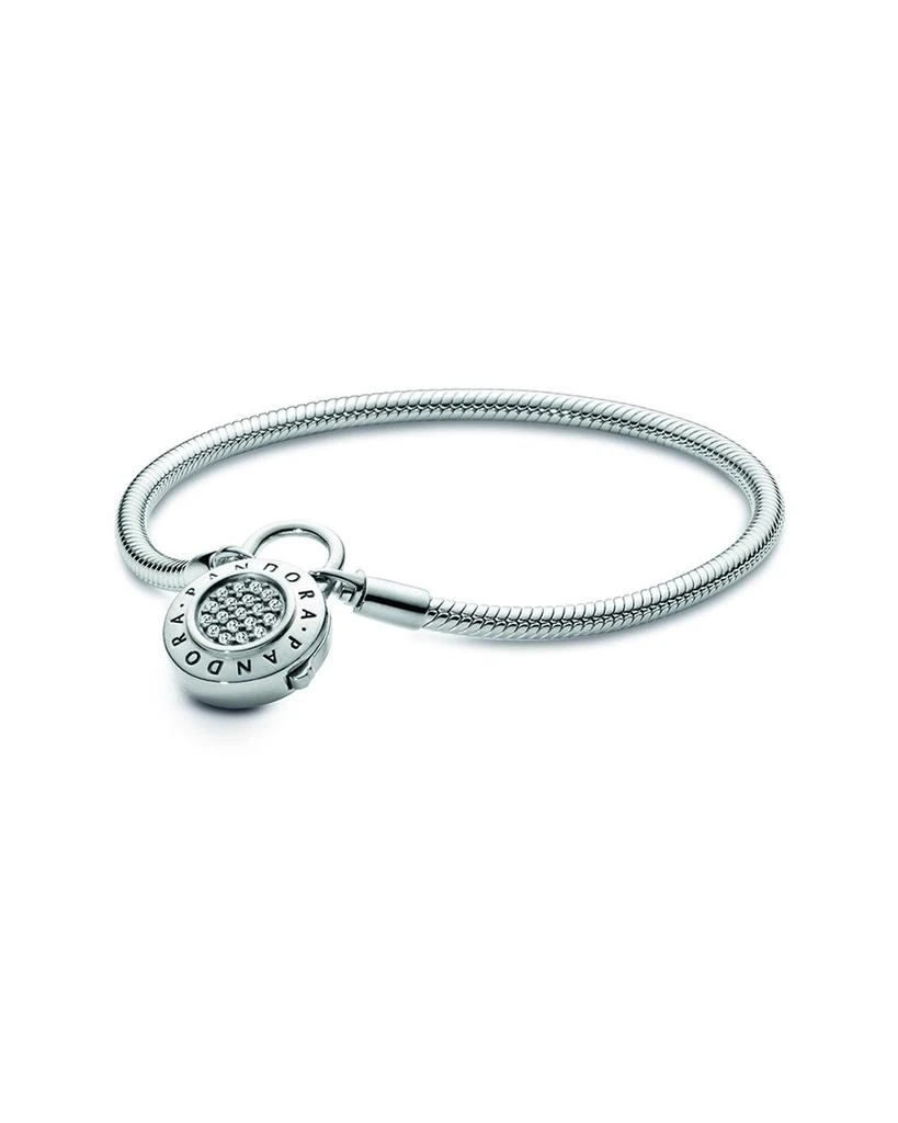 商品PANDORA|Pandora Signature Silver CZ Snake Chain Bracelet,价格¥399,第1张图片