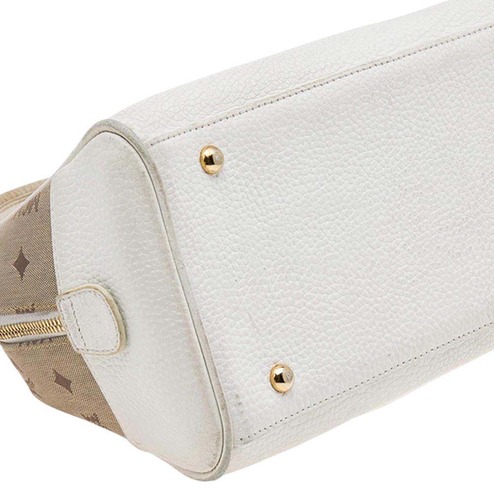 MCM Beige/White Visetos Canvas and Leather Satchel商品第10张图片规格展示