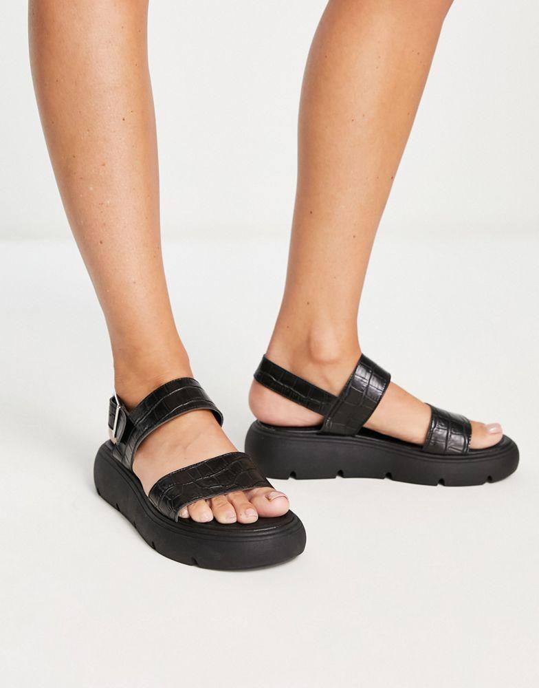 Topshop Perrie chunky two part sandal in black商品第3张图片规格展示