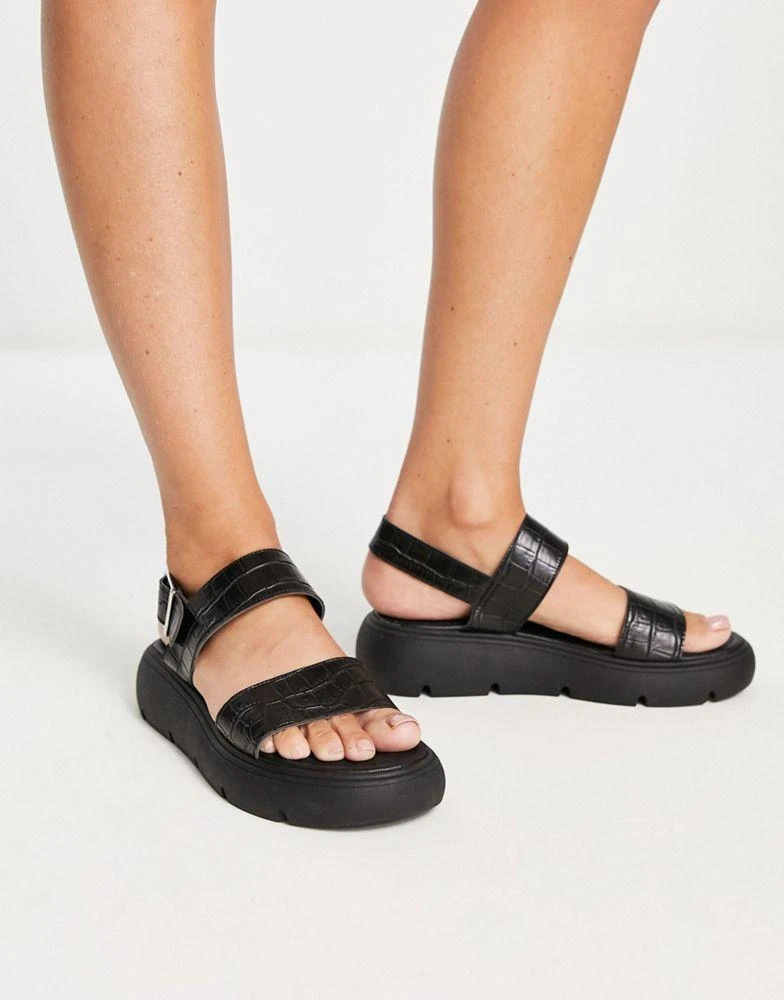 商品Topshop|Topshop Perrie chunky two part sandal in black,价格¥212,第3张图片详细描述