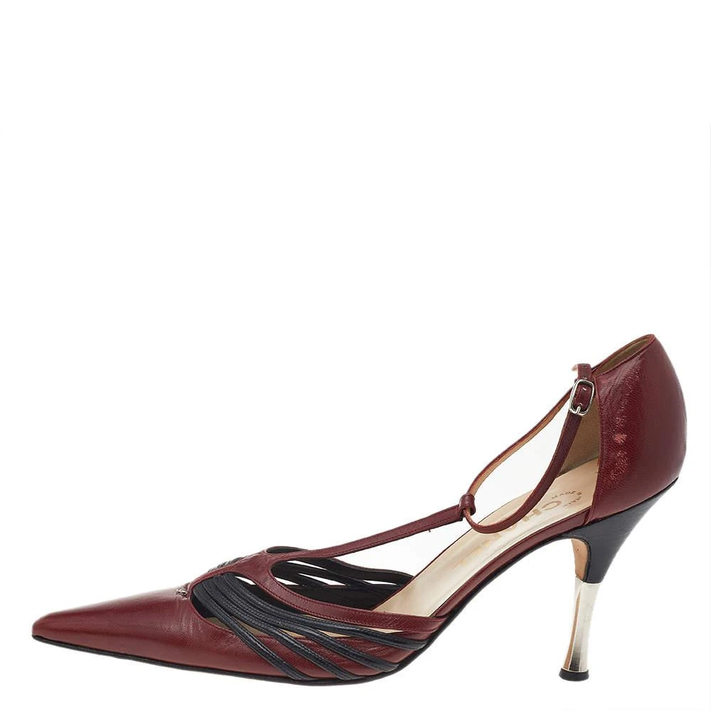 商品[二手商品] Chanel|Chanel Red/Black Leather T Strap D'orsay Pumps Size 41,价格¥1887,第2张图片详细描述