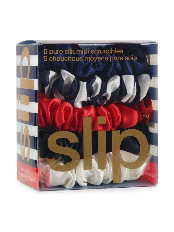 商品Slip|Nautical 5-Pack Midi Silk Scrunchies,价格¥225,第1张图片