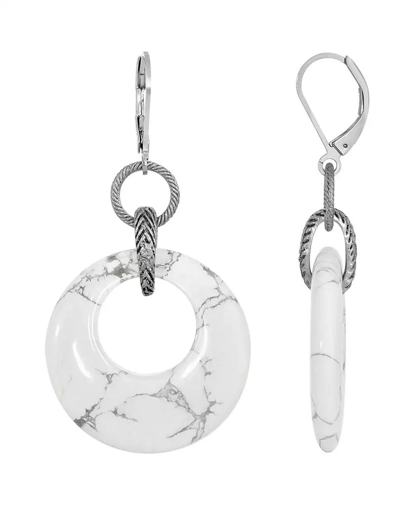 商品2028|Silver-Tone Semi Precious Round Hoop Drop Earrings,价格¥287,第1张图片