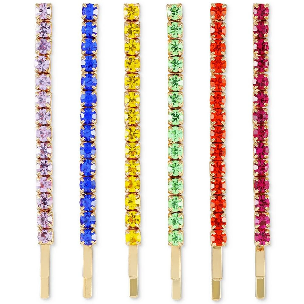 商品GUESS|6-Pc. Gold-Tone Rainbow Pride Stone Bobby Pin Set,价格¥105,第1张图片