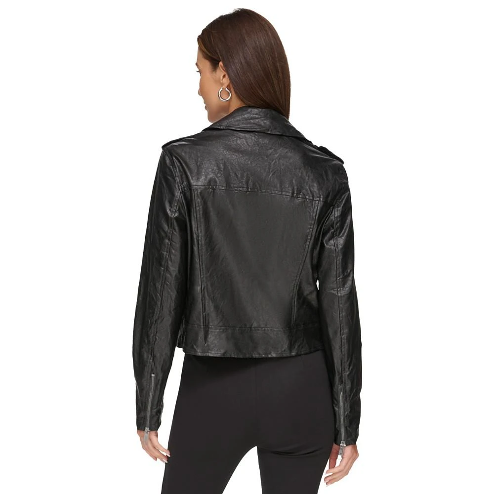 商品DKNY|Women's Asymmetric Faux-Leather Moto Jacket,价格¥447,第2张图片详细描述