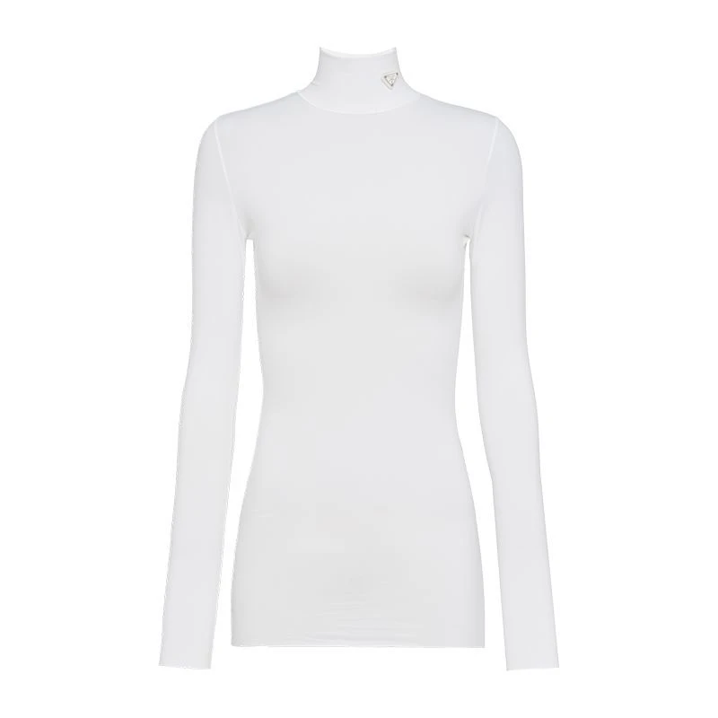 商品Prada|【预售3-7天】PRADA/普拉达  女士白色尼龙平纹针织高领上衣39528_1YQ4_F0009_S_211,价格¥5879,第1张图片