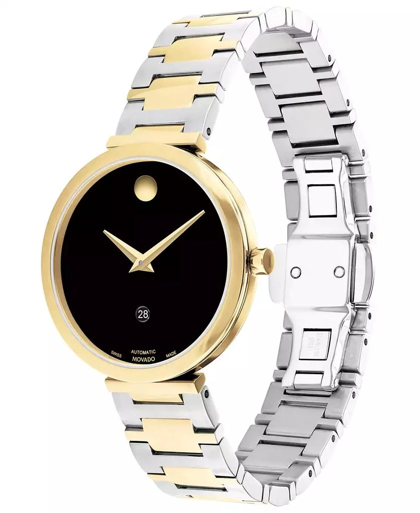商品Movado|Women's Museum Classic Swiss Automatic Silver-Tone Stainless Steel Yellow PVD Bracelet Watch 32mm,价格¥10385,第2张图片详细描述