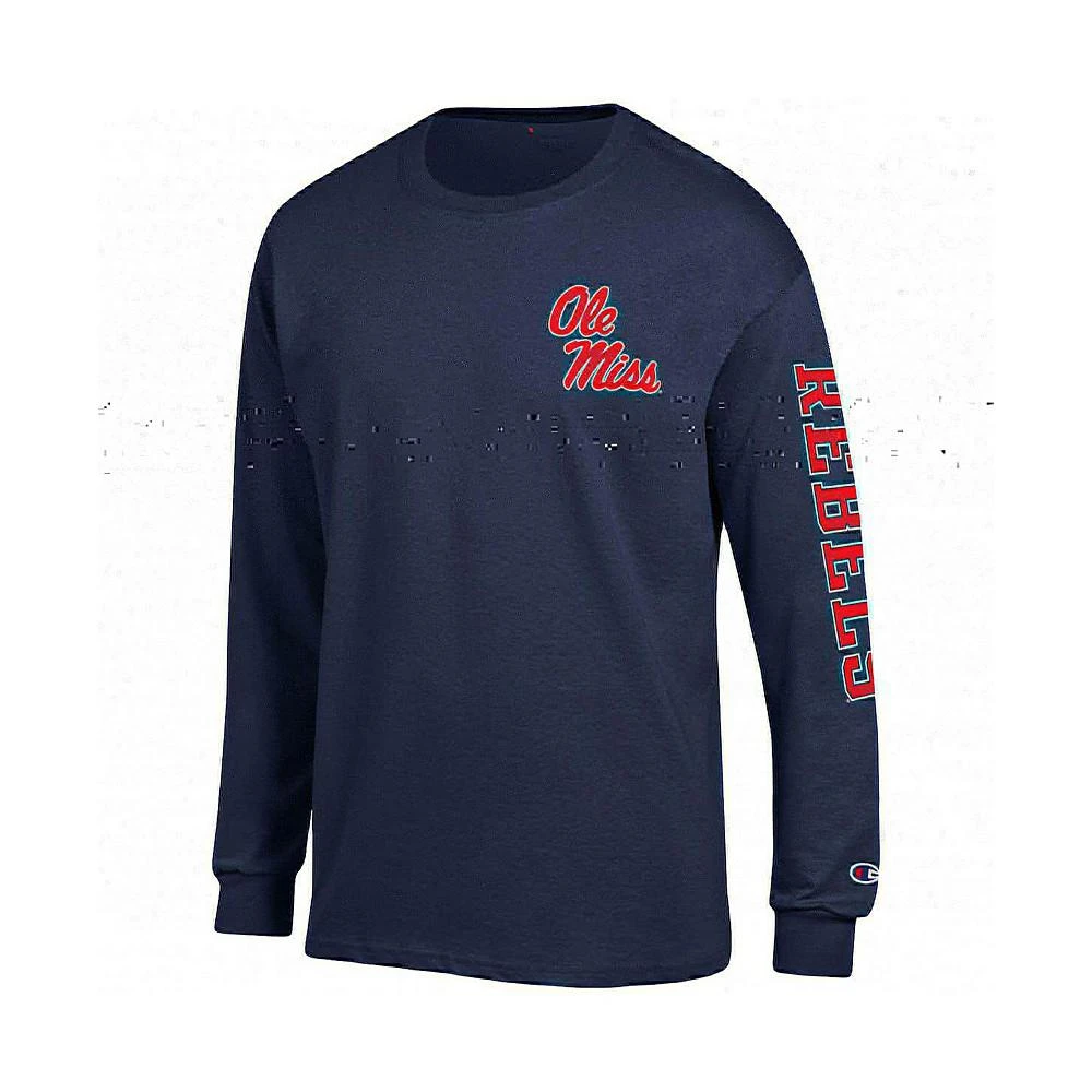 商品CHAMPION|Men's Navy Ole Miss Rebels Team Stack Long Sleeve T-shirt,价格¥222,第3张图片详细描述