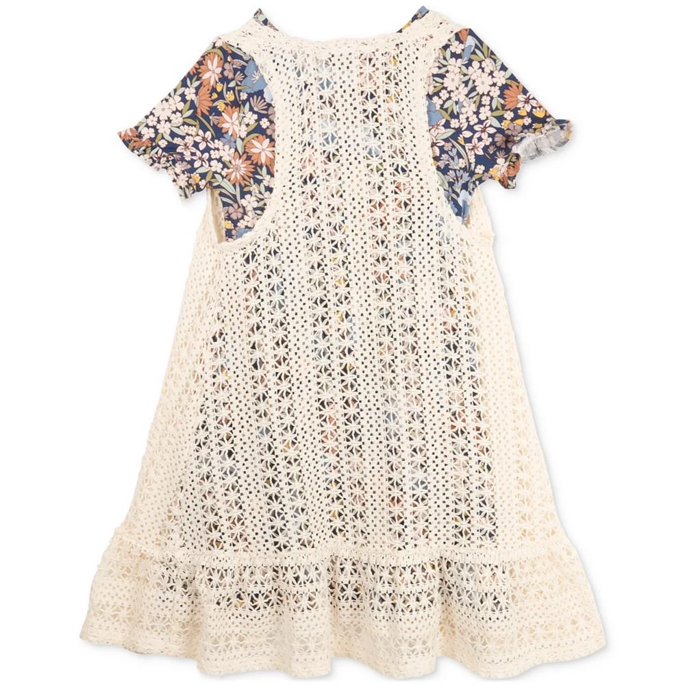 商品Rare Editions|Big Girls Floral Dress & Crochet Vest,价格¥204,第2张图片详细描述