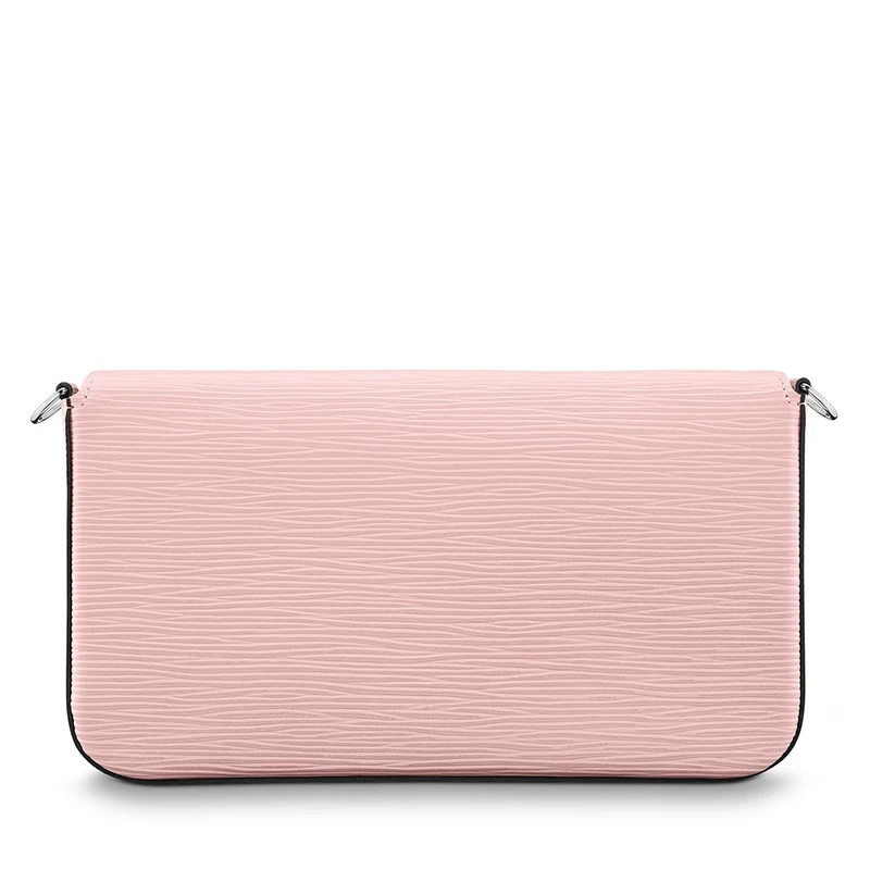 预售十天 Louis Vuitton/路易威登 22春夏新款FÉLICIE系列 女士芭蕾粉水波纹牛皮革徽标印花银扣银链配可拆卸贴袋翻盖开合单肩斜挎手拿链条信封包M62467 商品