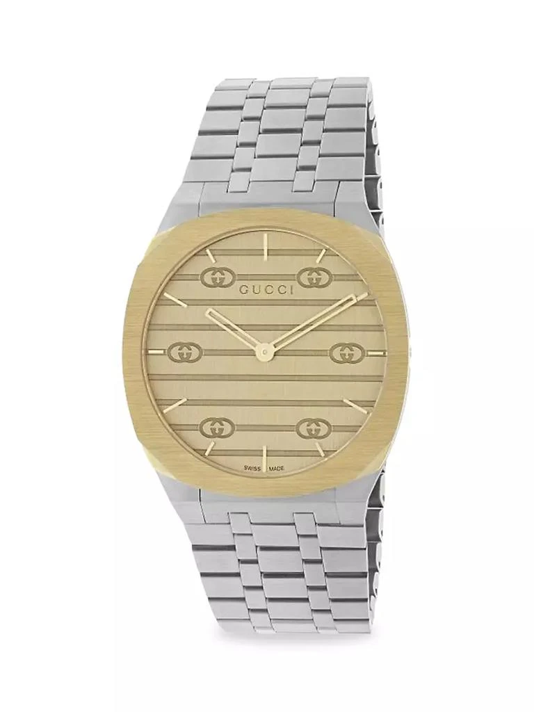 商品Gucci|25H Two-Tone Stainless Steel Bracelet Watch, 34MM,价格¥14630,第1张图片