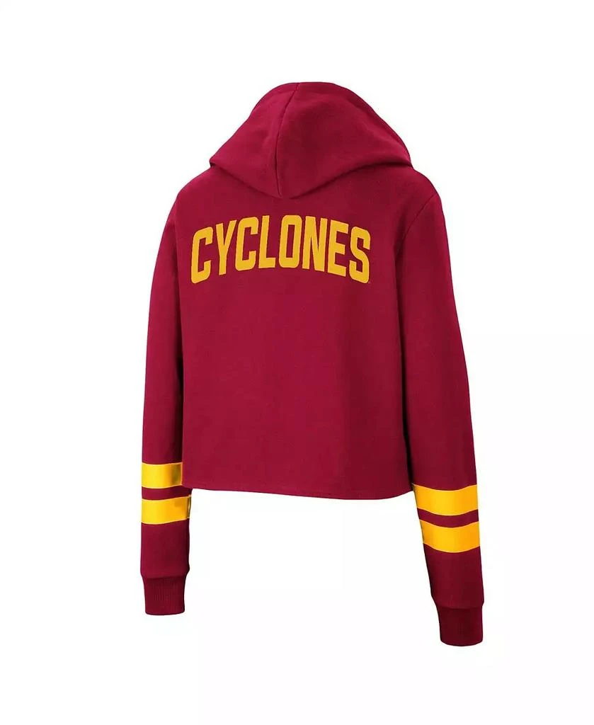 商品Colosseum|Women's Cardinal Iowa State Cyclones Throwback Stripe Cropped Pullover Hoodie,价格¥278,第3张图片详细描述