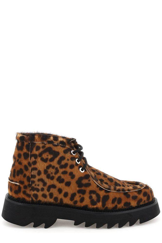 AMI Leopard-Printed Ankle Boots商品第1张图片规格展示