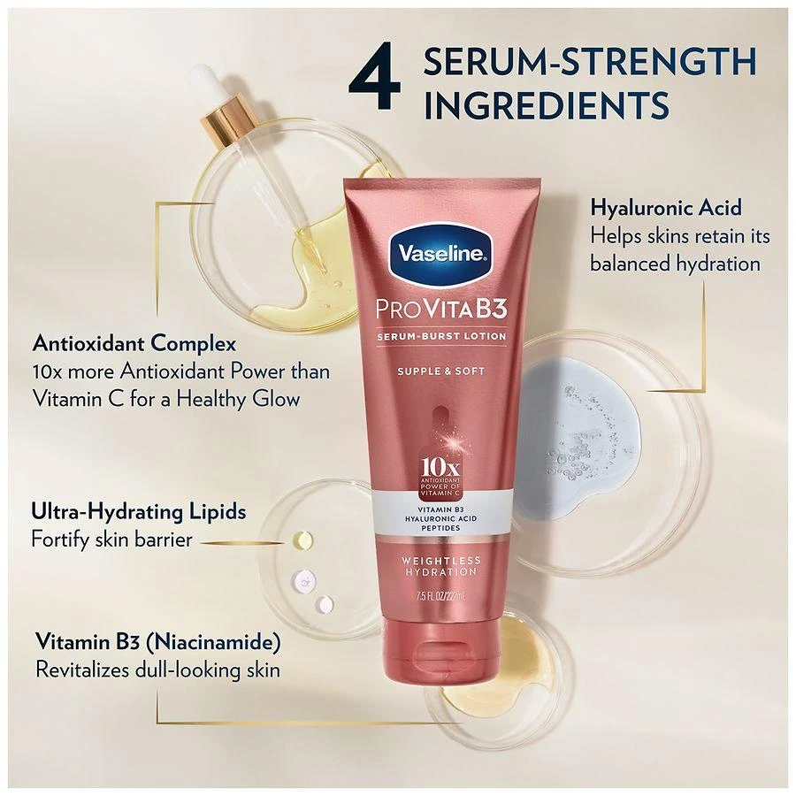 商品Vaseline Pro VitaB3|Serum Burst Lotion Supple & Soft,价格¥66,第4张图片详细描述