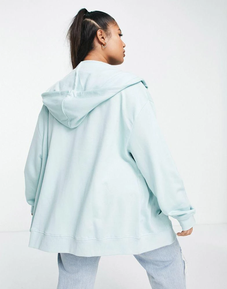 商品Echo Design|ASOS DESIGN Curve oversized zip through hoodie in blue,价格¥186,第2张图片详细描述