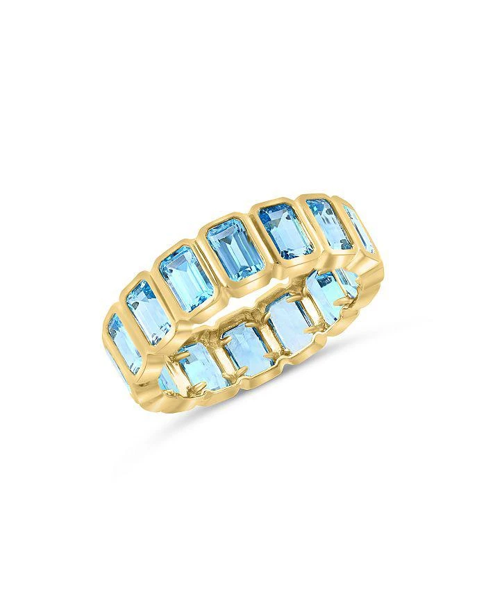 商品Bloomingdale's|Blue Topaz Emerald Cut Eternity Band in 14K Yellow Gold,价格¥8002,第1张图片详细描述