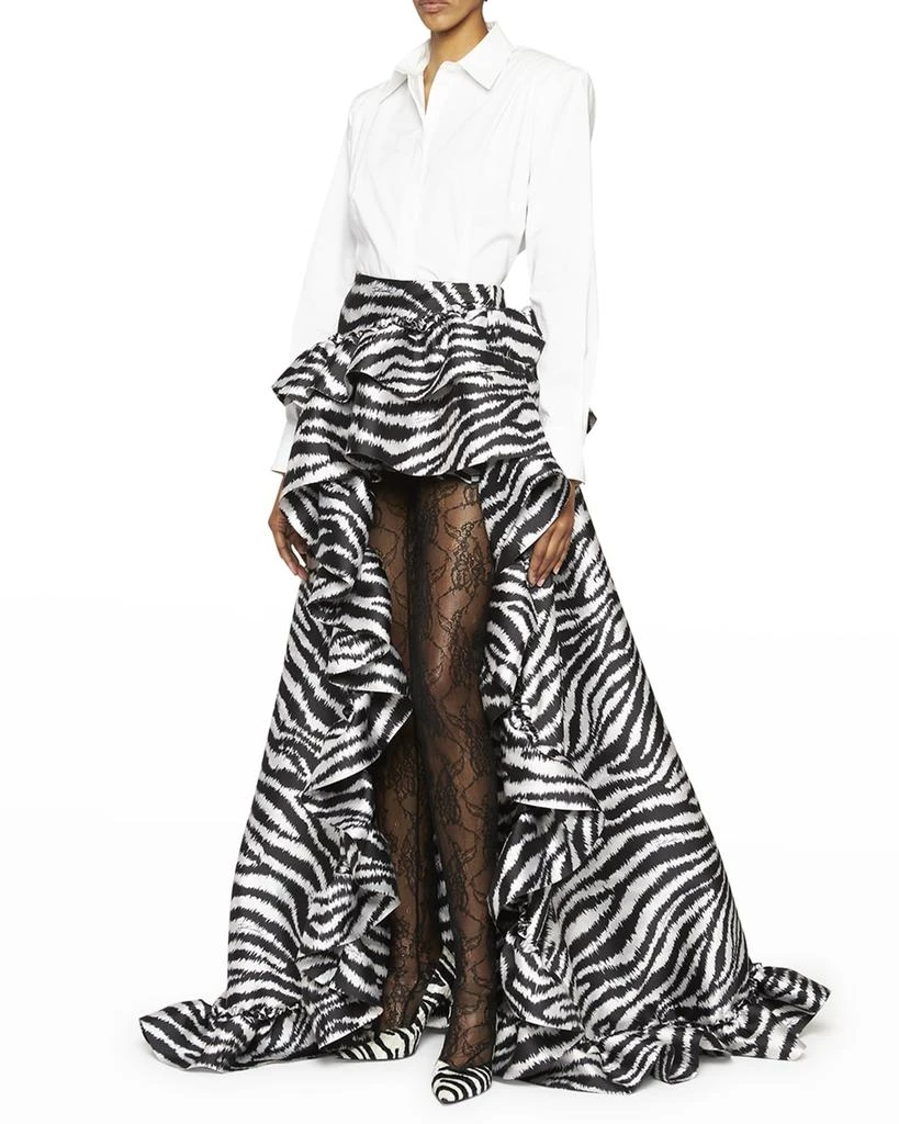 商品Just Cavalli|Zebra Asymmetric Ruffled Maxi Skirt,价格¥6433,第1张图片