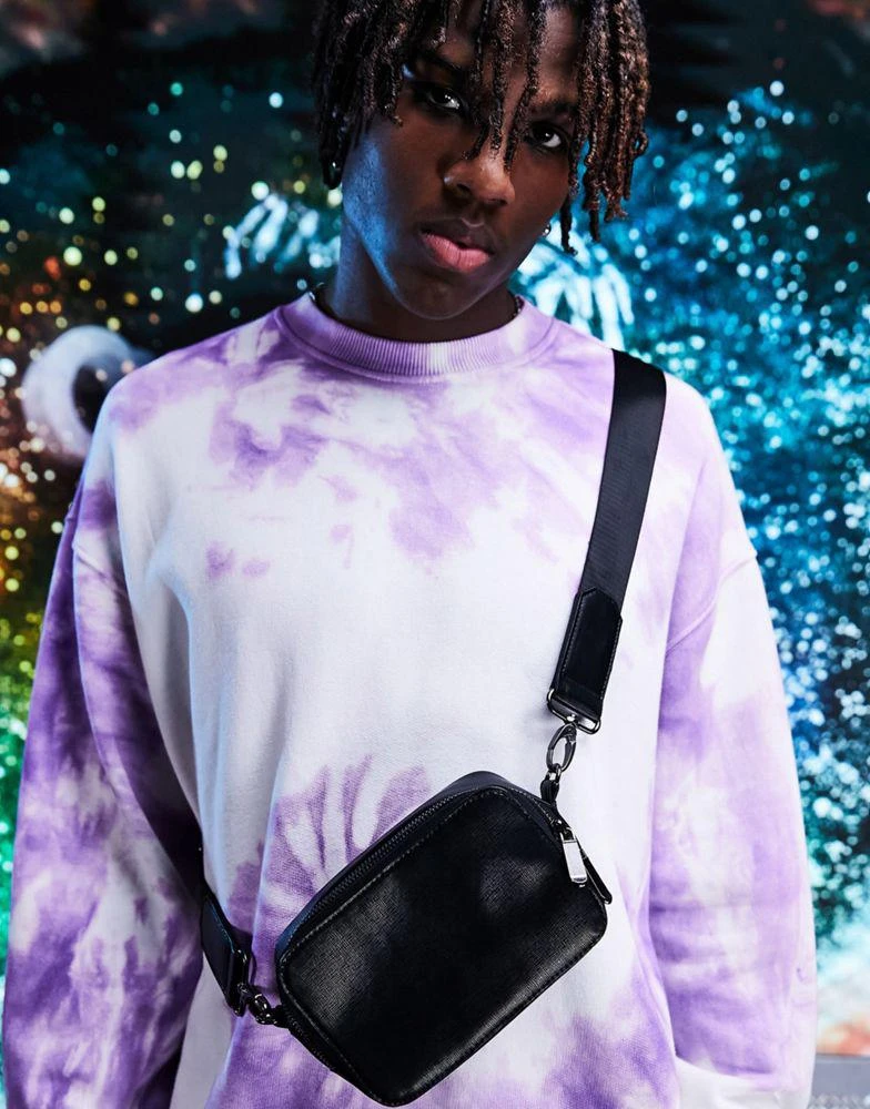 商品ASOS|ASOS DESIGN faux leather cross body camera bag in black,价格¥183,第1张图片