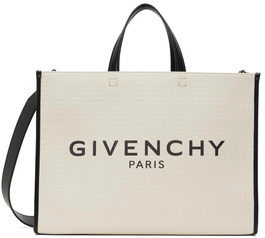 商品Givenchy|Beige & Black Medium 'G' Tote,价格¥8496,第1张图片