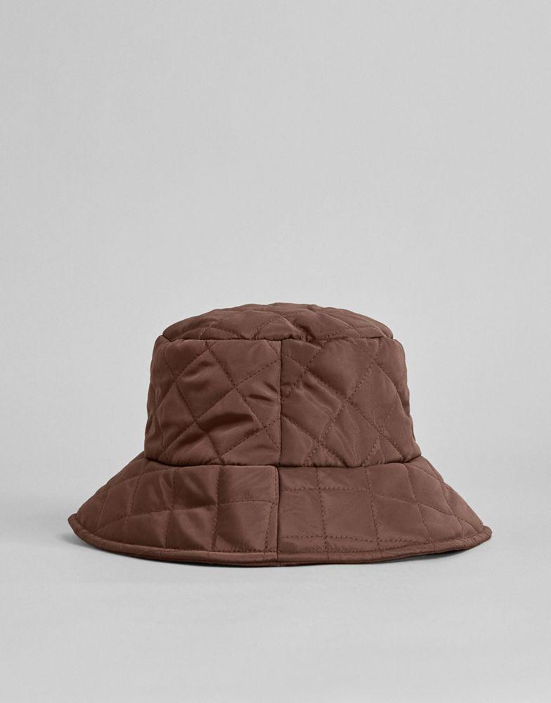 Bershka quilted bucket hat in  brown商品第4张图片规格展示