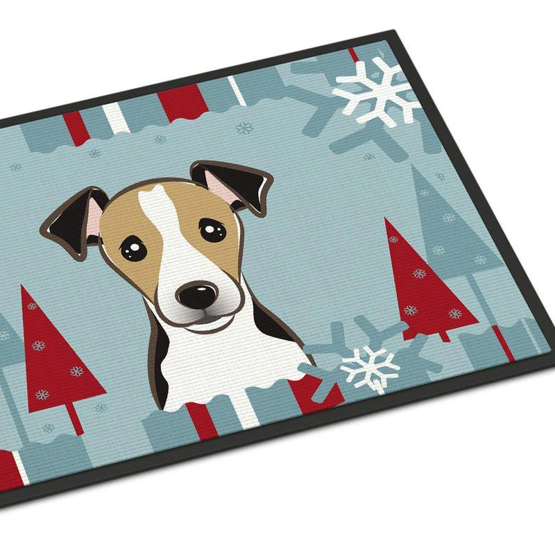 商品Caroline's Treasures|24 in x 36 in Winter Holiday Jack Russell Terrier Door Mat Indoor/Outdoor,价格¥307,第1张图片