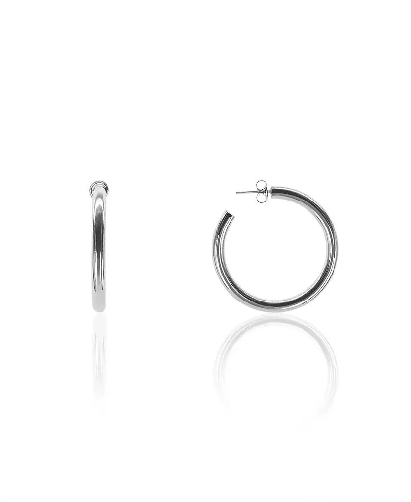 商品OMA THE LABEL|Liv  1 1/2" Medium Hoops in White Gold- Plated Brass, 40mm,价格¥347,第1张图片